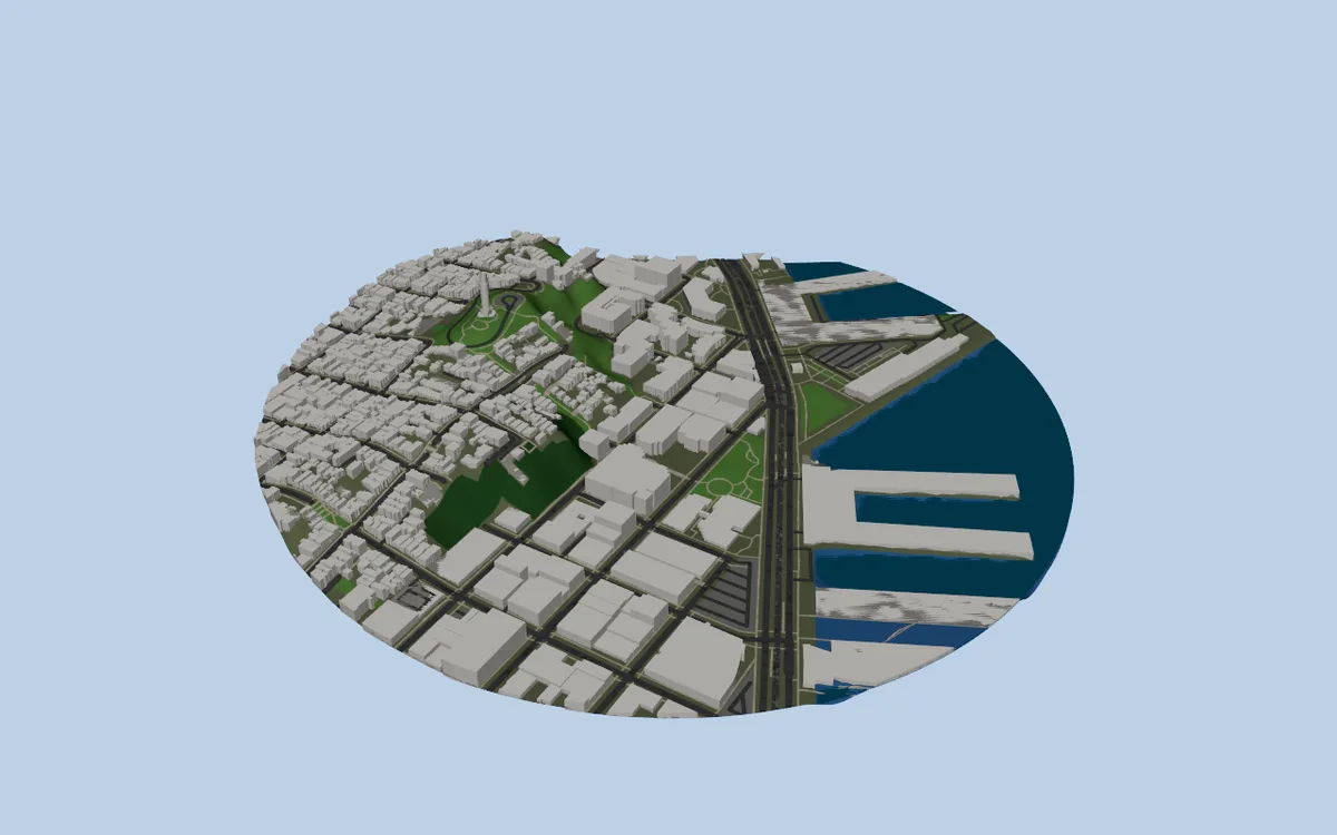 San Francisco's Telegraph Hill and Embarcadero with a sea surface and piers