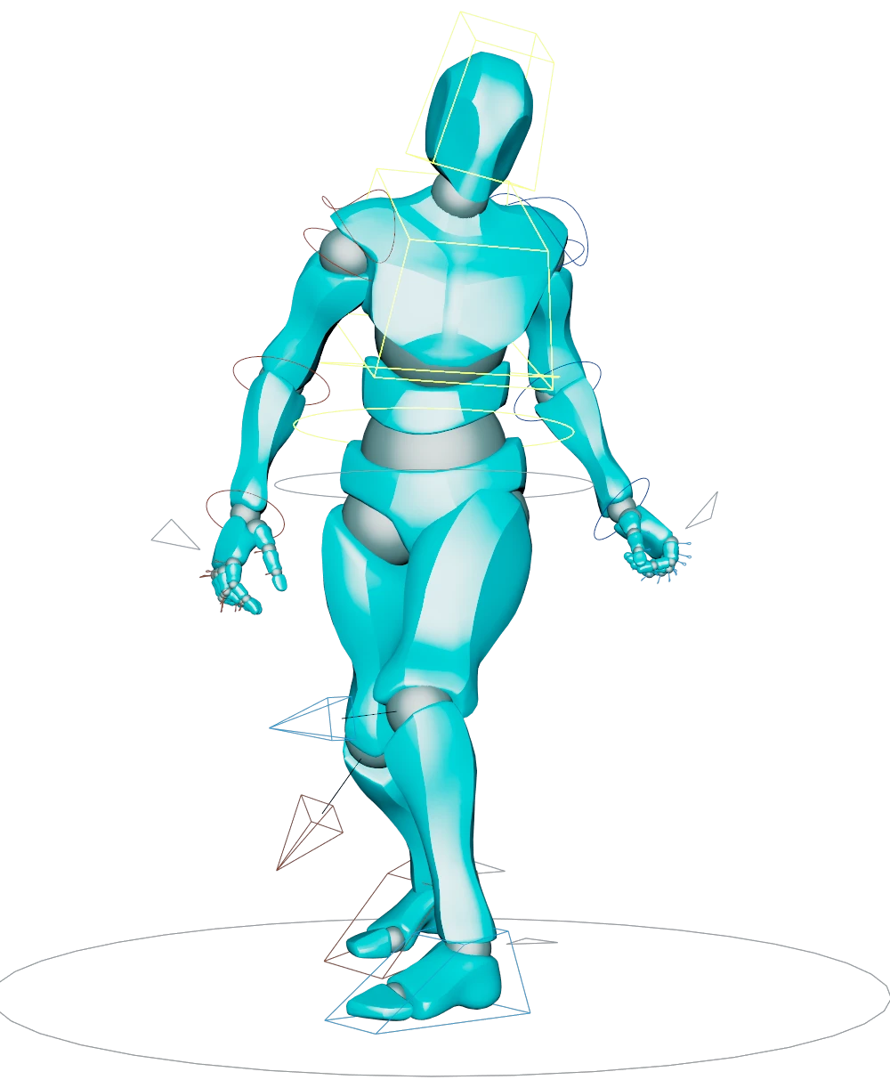 A Mixamo character with the control rig built in Maya