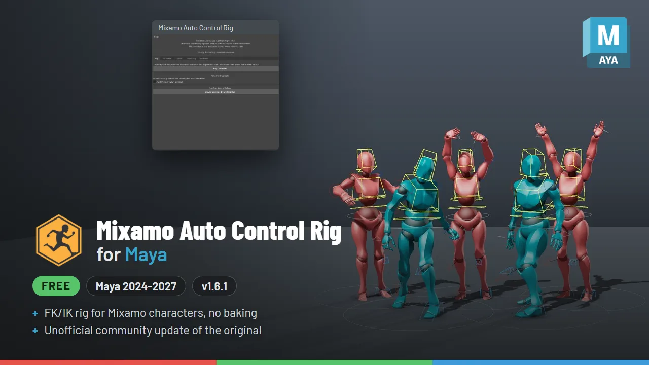 Mixamo Auto Control Rig for Maya in Maya